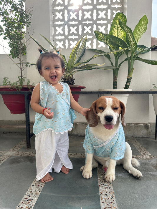 Blue Angrakha Kurta Twinning set