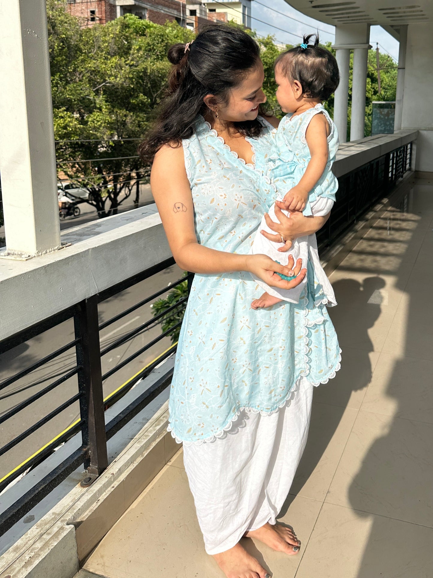 Blue Angrakha Kurta set