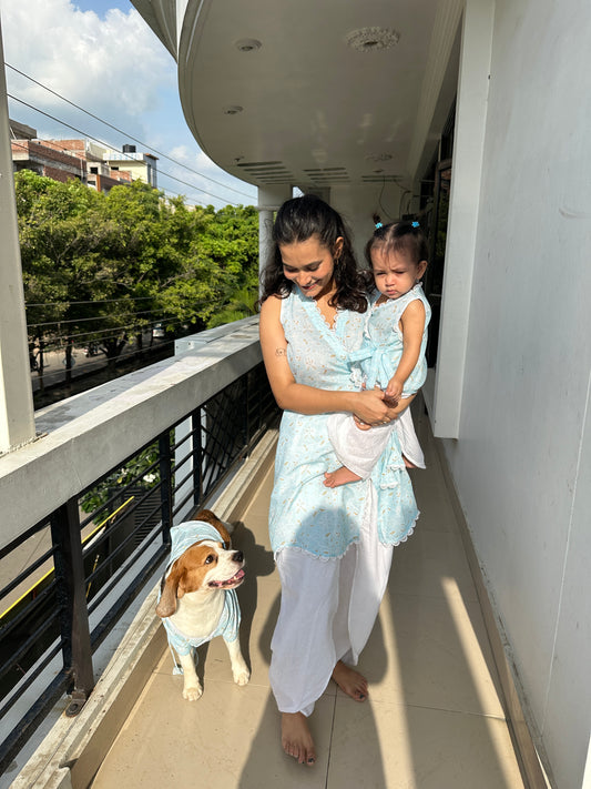 Blue Angrakha Twinning set