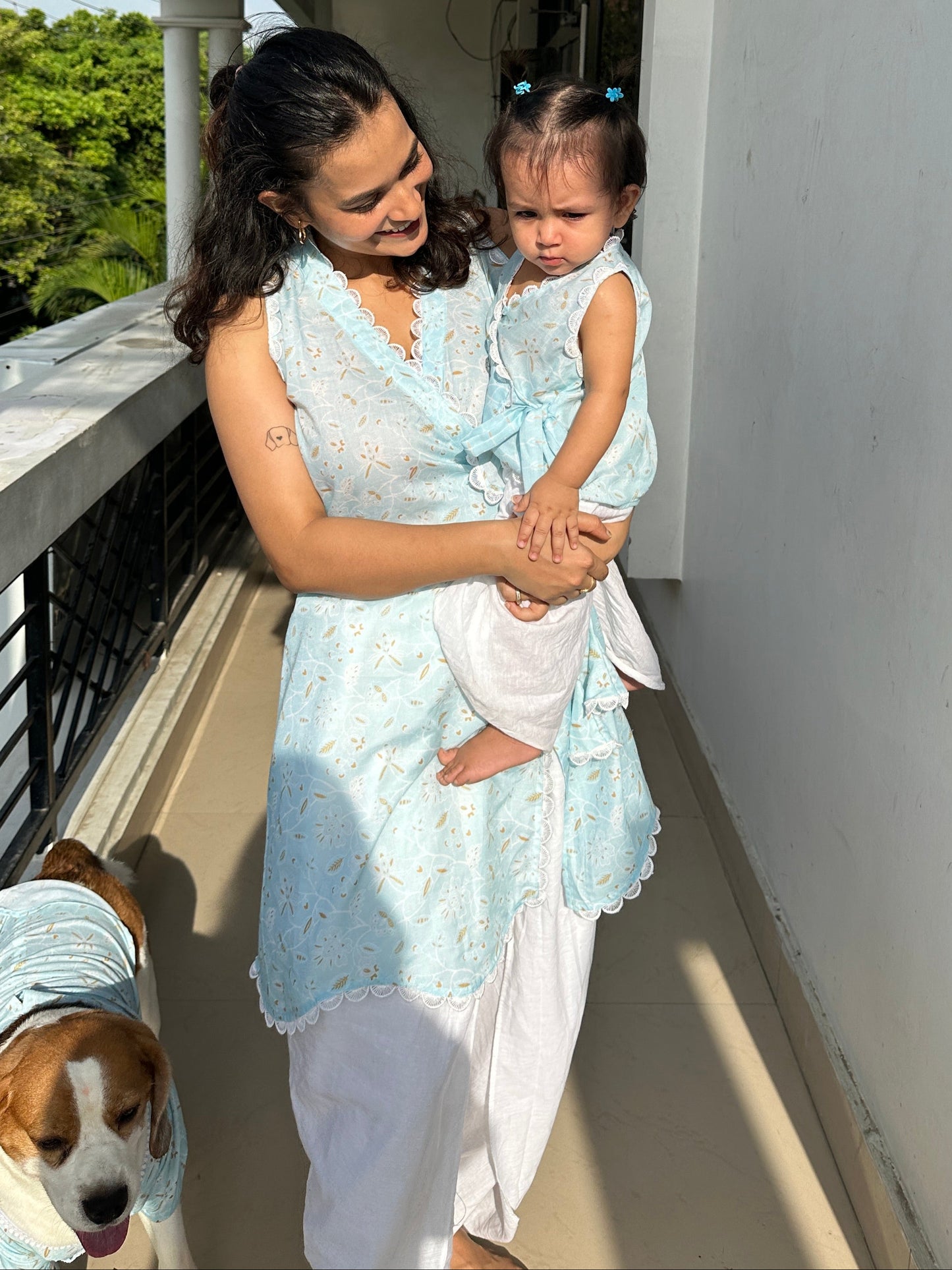 Blue Angrakha Kurta set