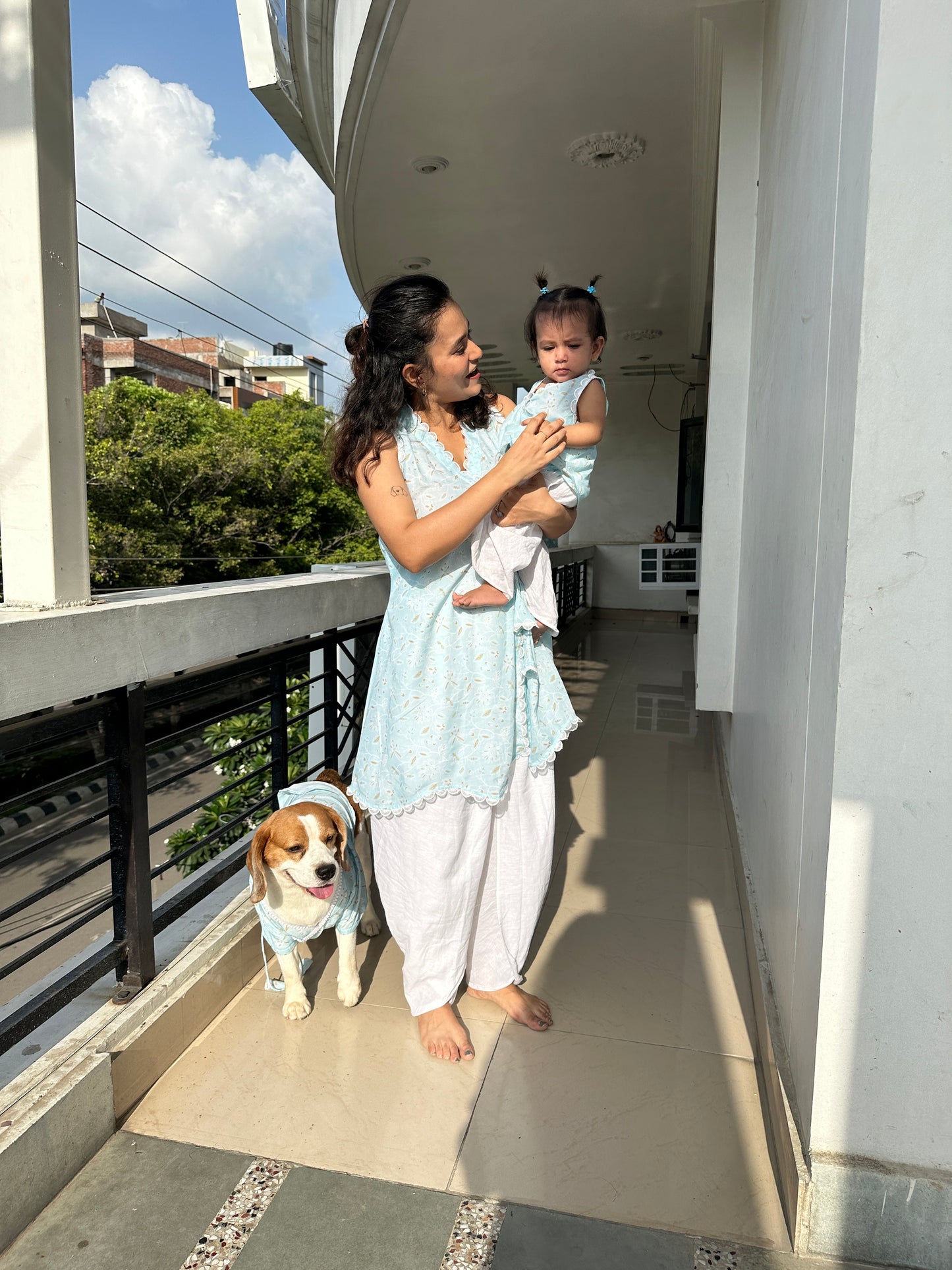 Blue Angrakha Kurta set