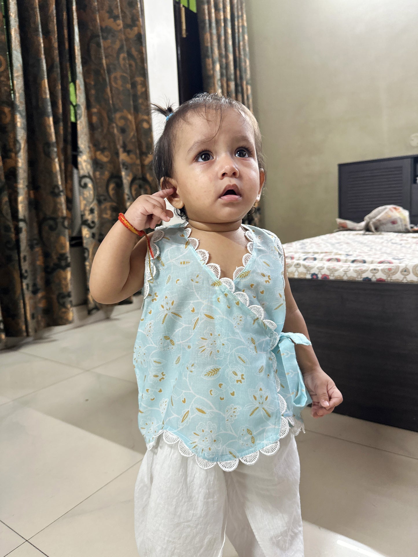 Blue Angrakha Kurta set