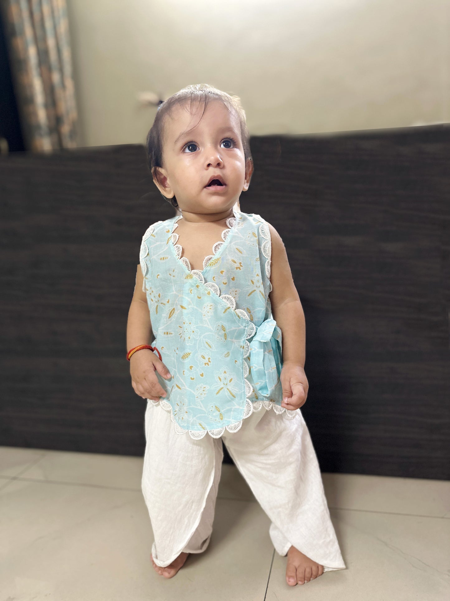Blue Angrakha with Tulip pants