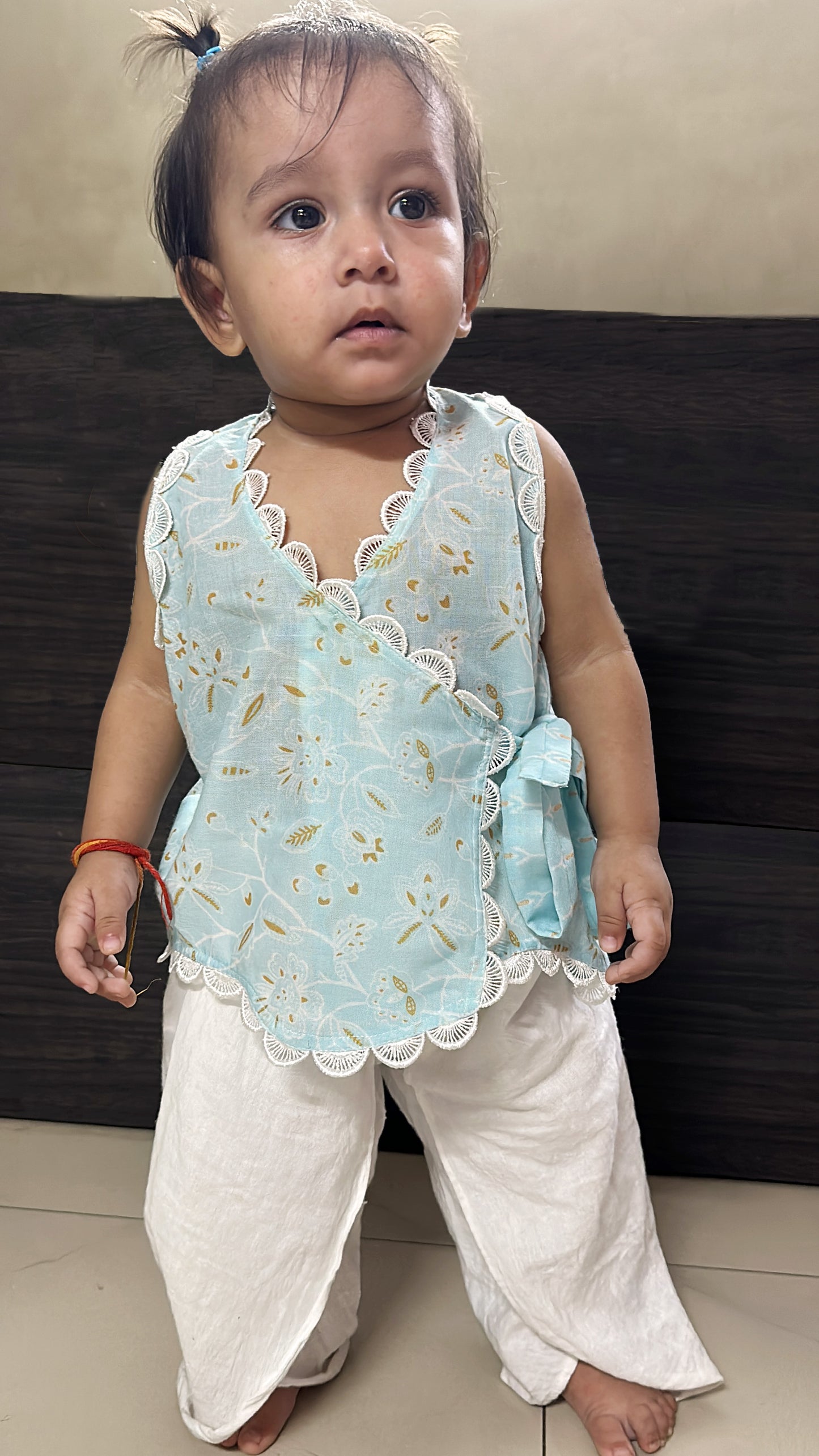 Blue Angrakha with Tulip pants