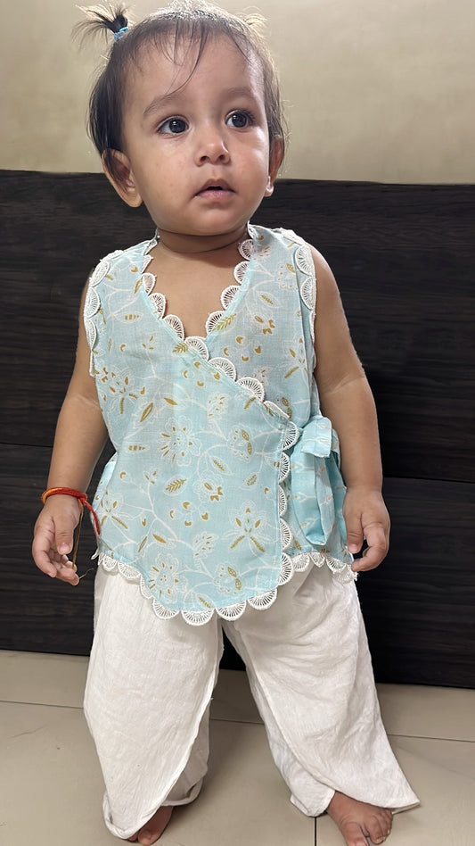 Blue Angrakha with Tulip pants