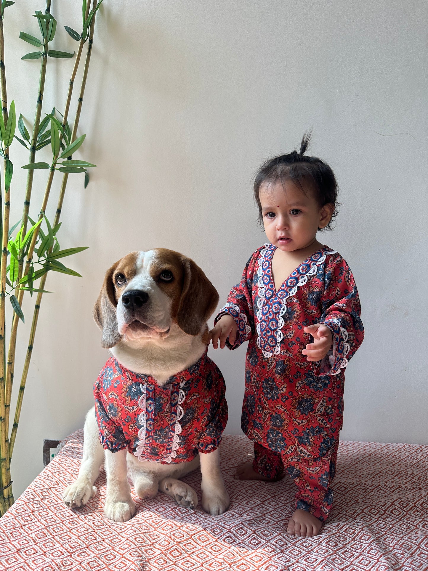 Red Floral Kurta Twinning set