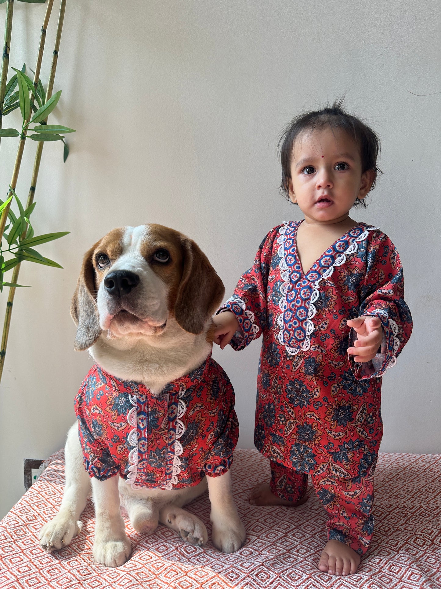 Red Floral Kurta Twinning set