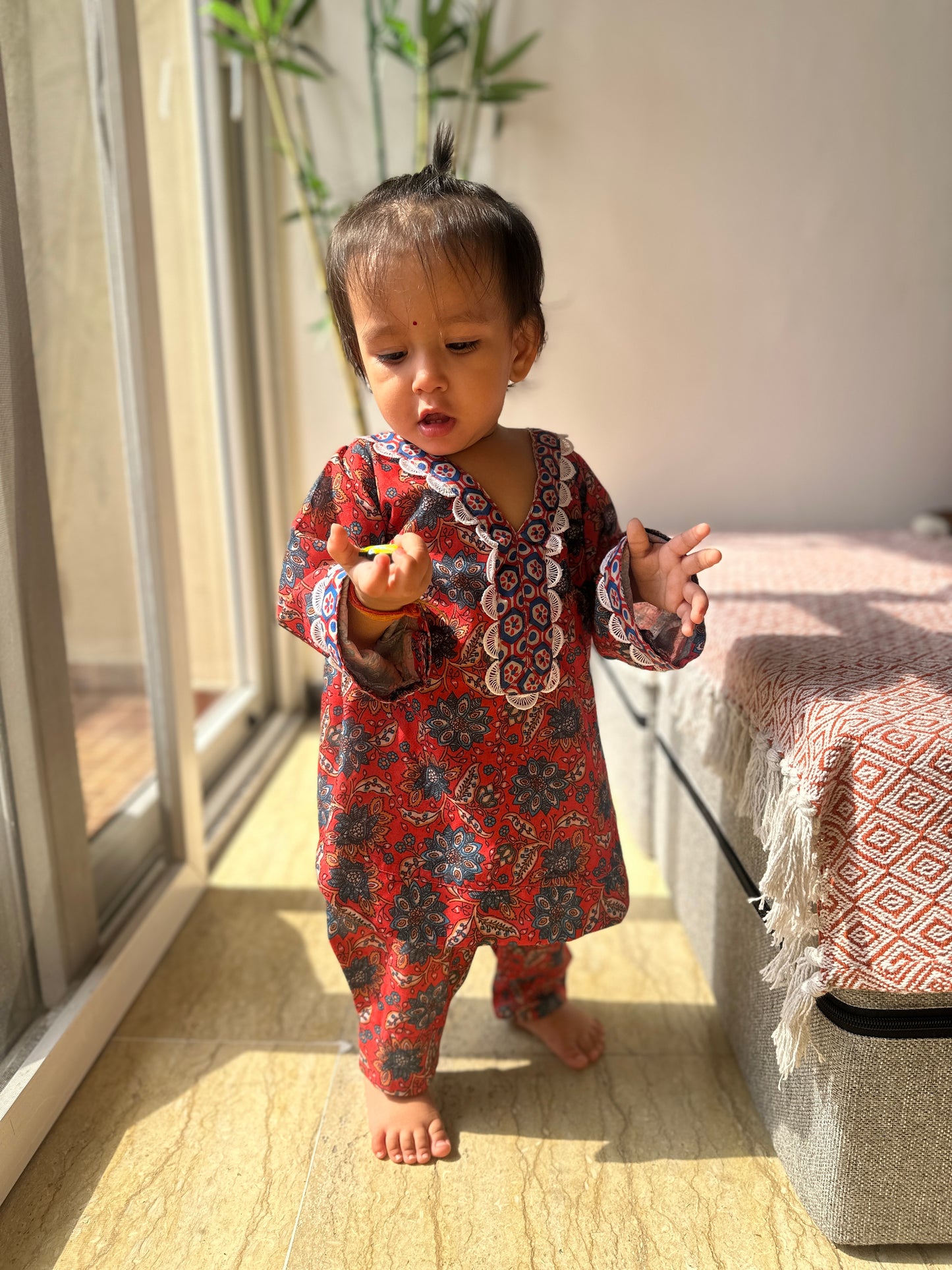 Red Floral Kurta Twinning set