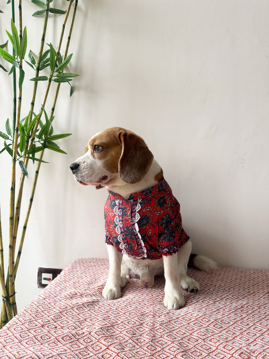 Red Floral Kurta