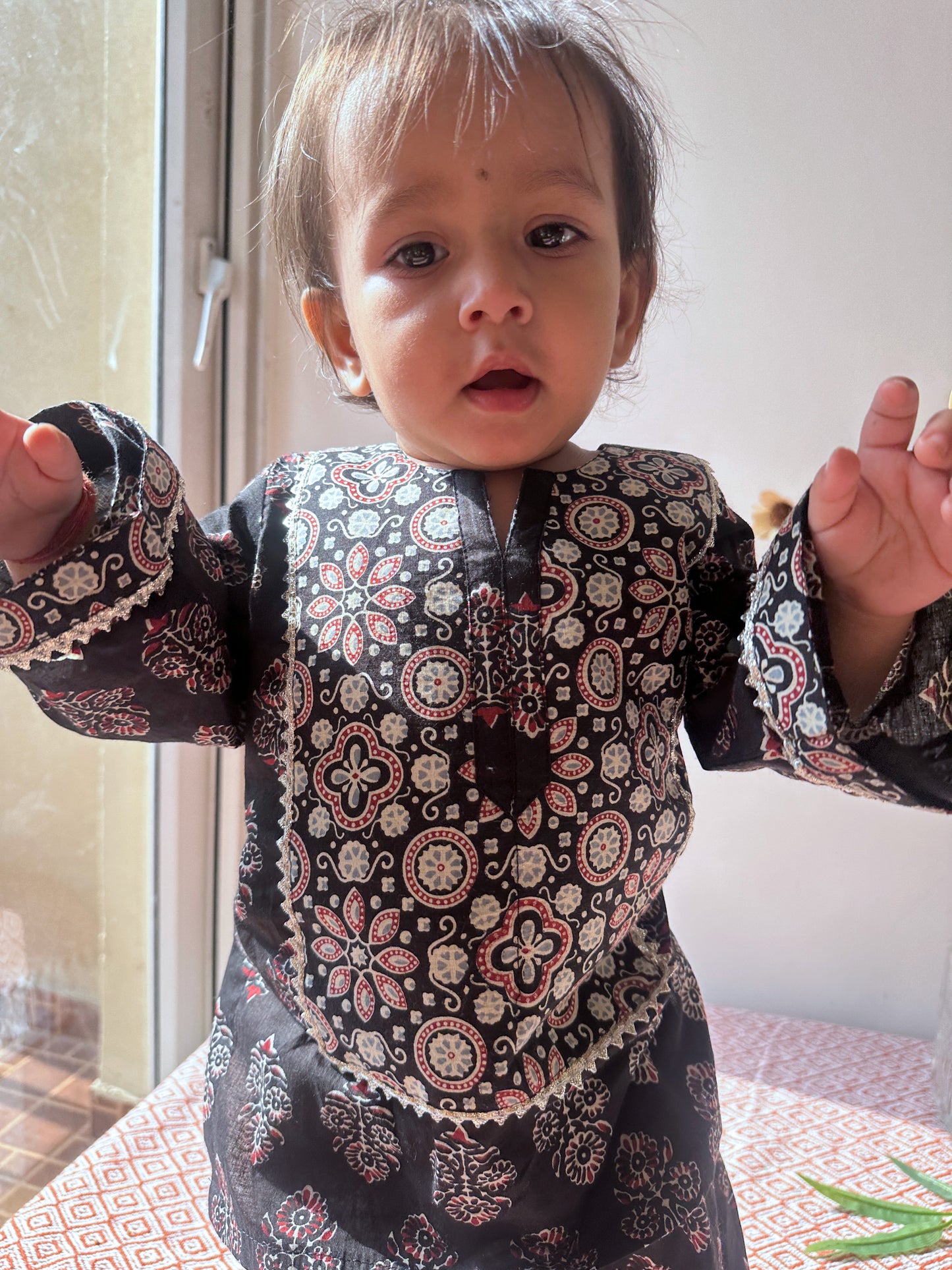Black Ajrakh Kurta set