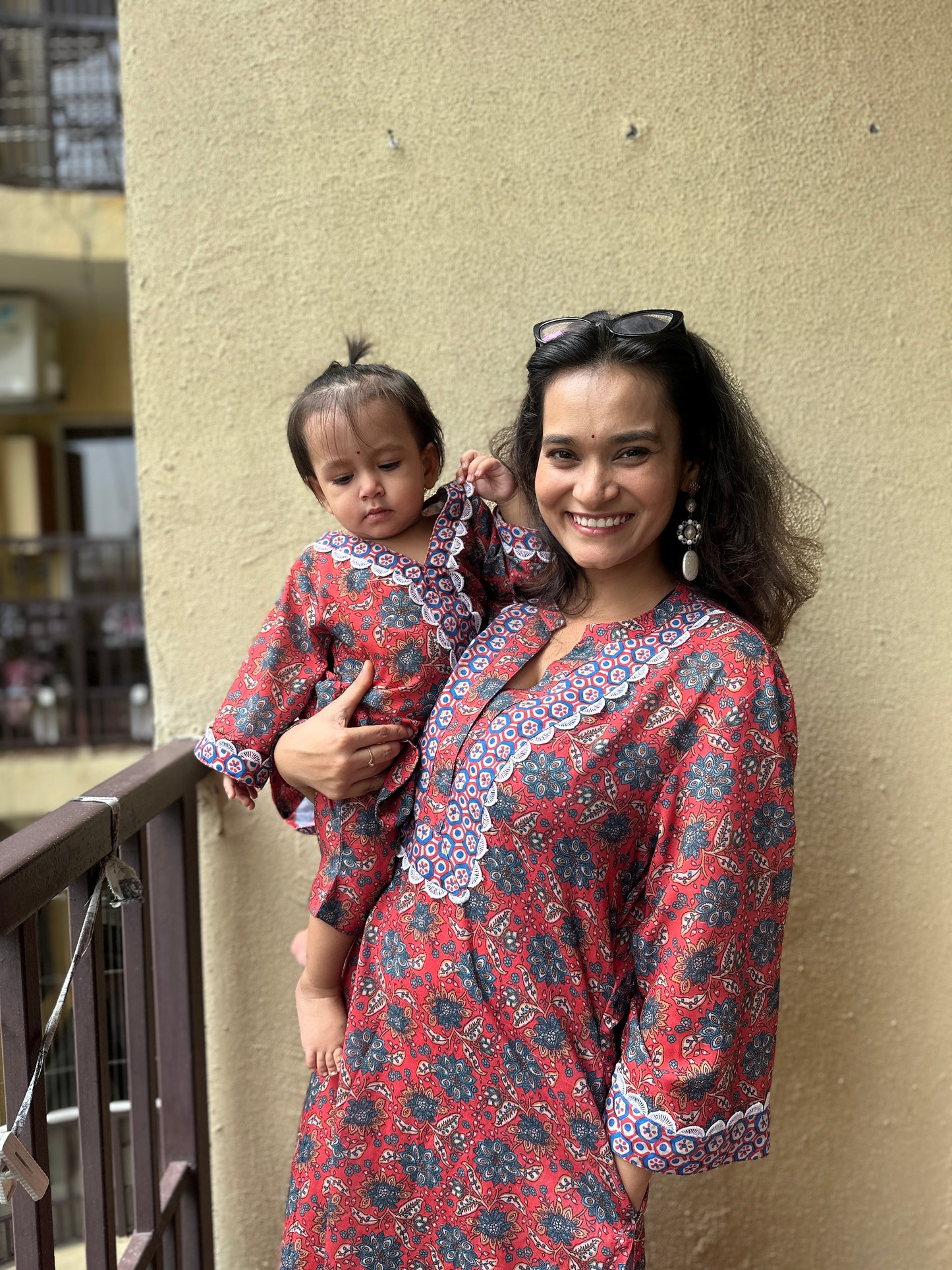 Red Floral Kurta Twinning set