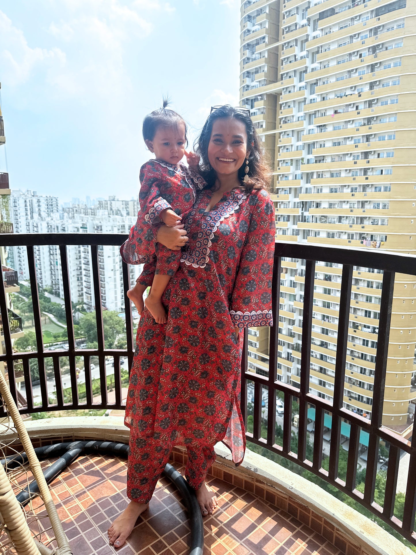 Red Floral Kurta Twinning set
