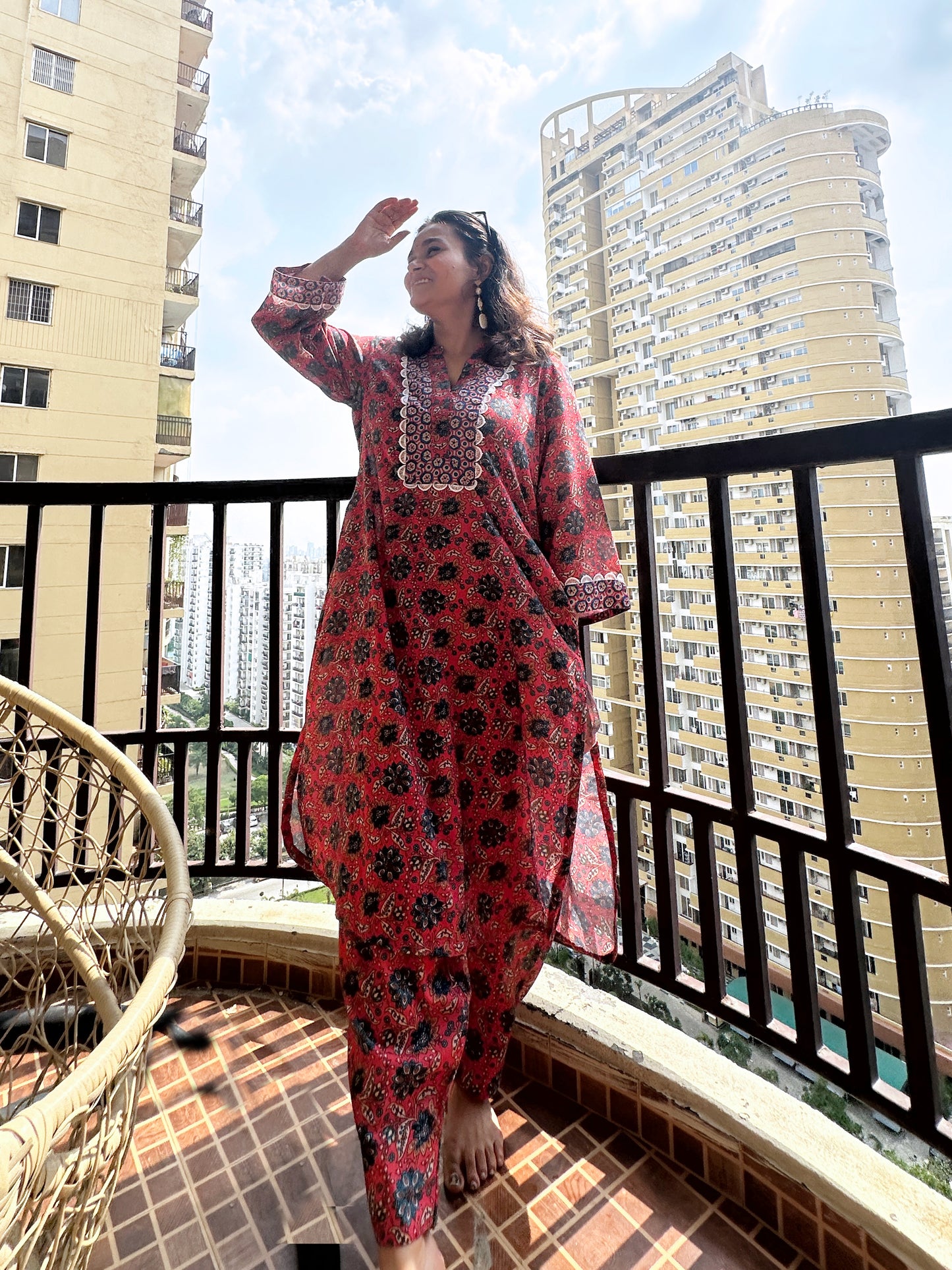 Red Floral Salwar Set