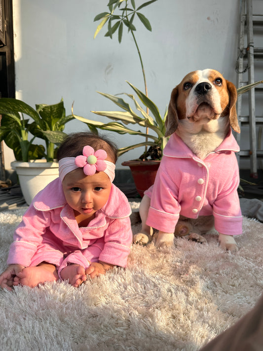 Pink Night Suit Twinning set