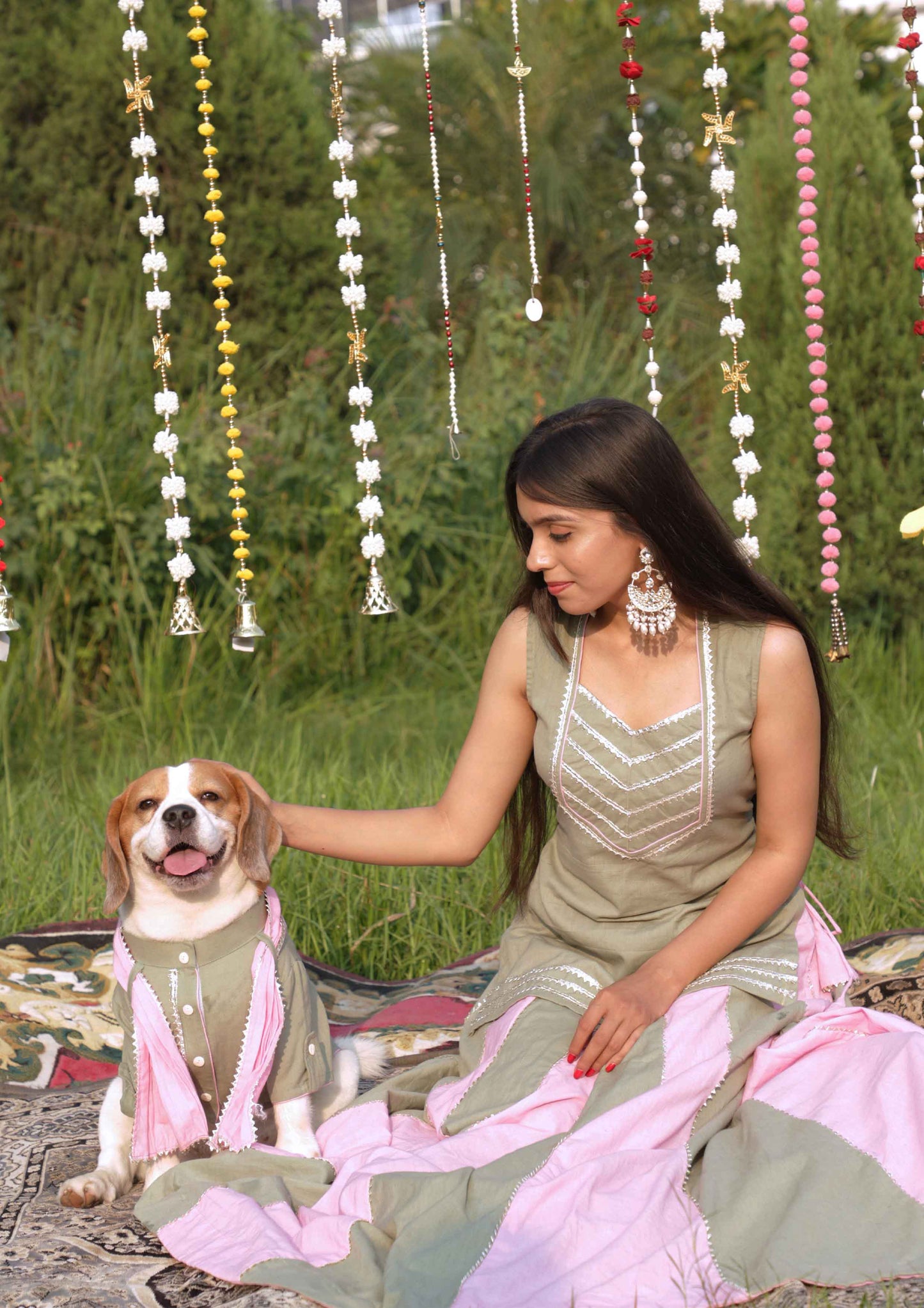 Pista-Pink Lehenga Twinning Set