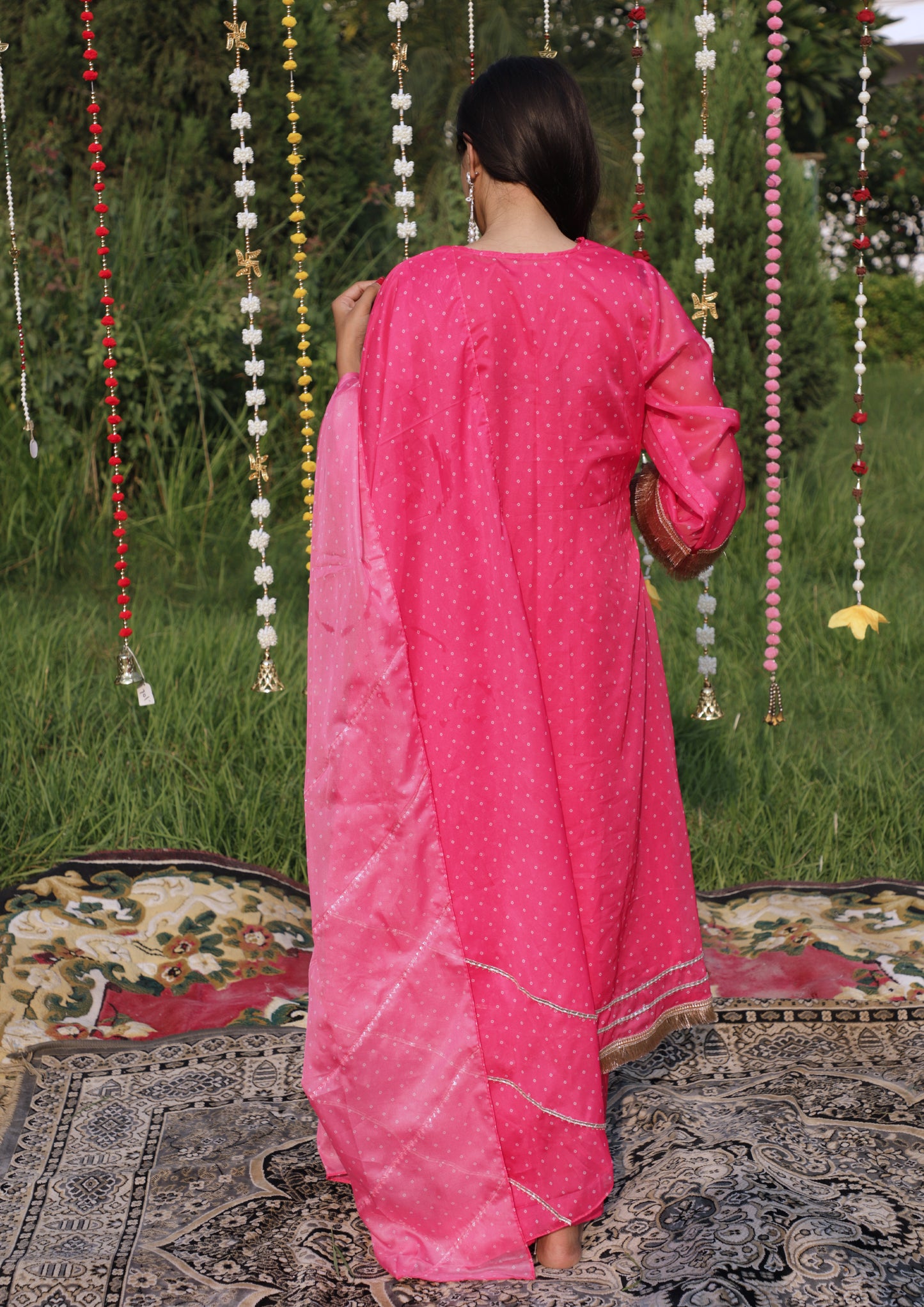Pink Bandhai Suit set
