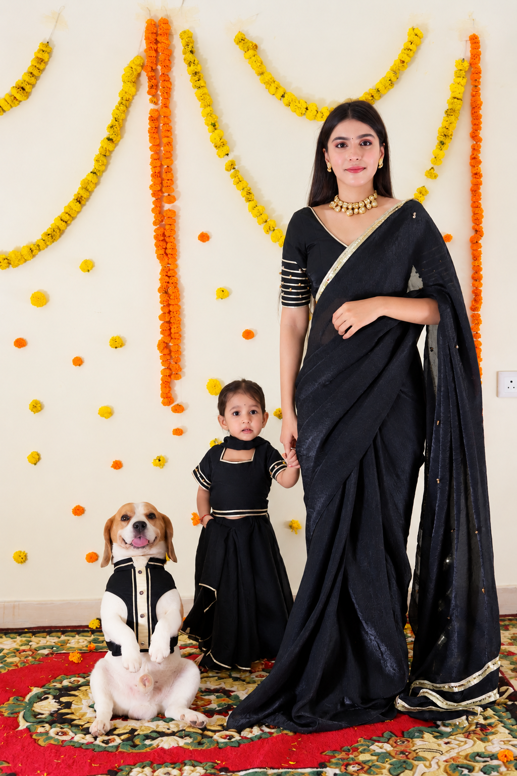 Black Saree Harness Twinning set
