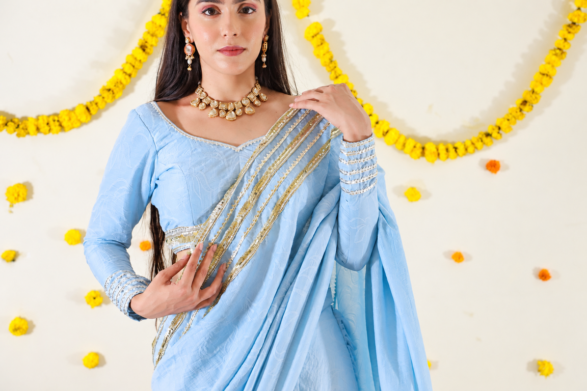Blue Sharara Twinning set