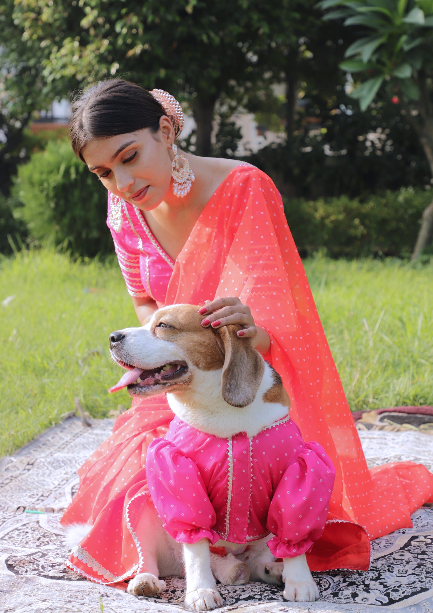 Orange Bandhani Lehenga Twinning set