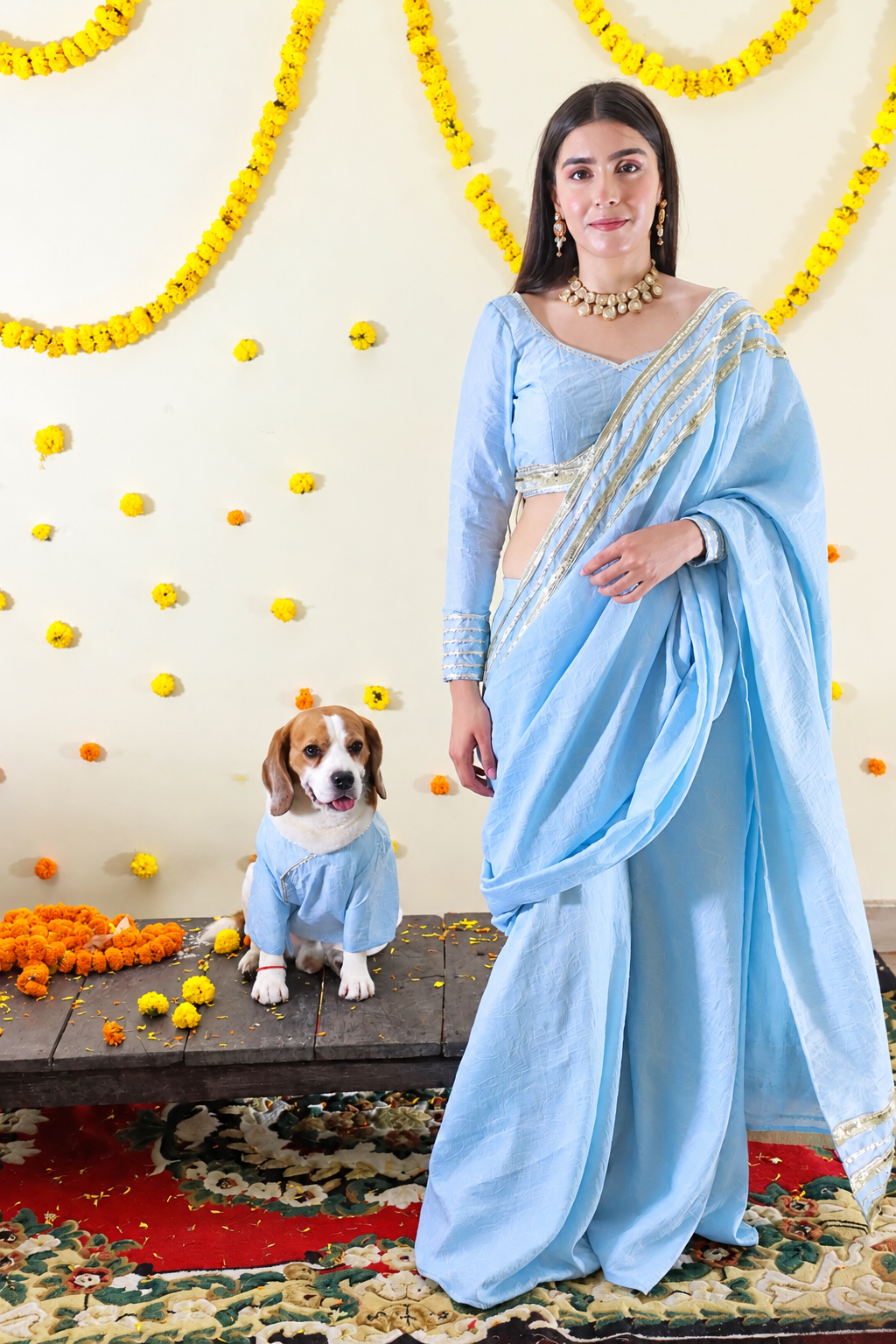 Blue Sharara Twinning set