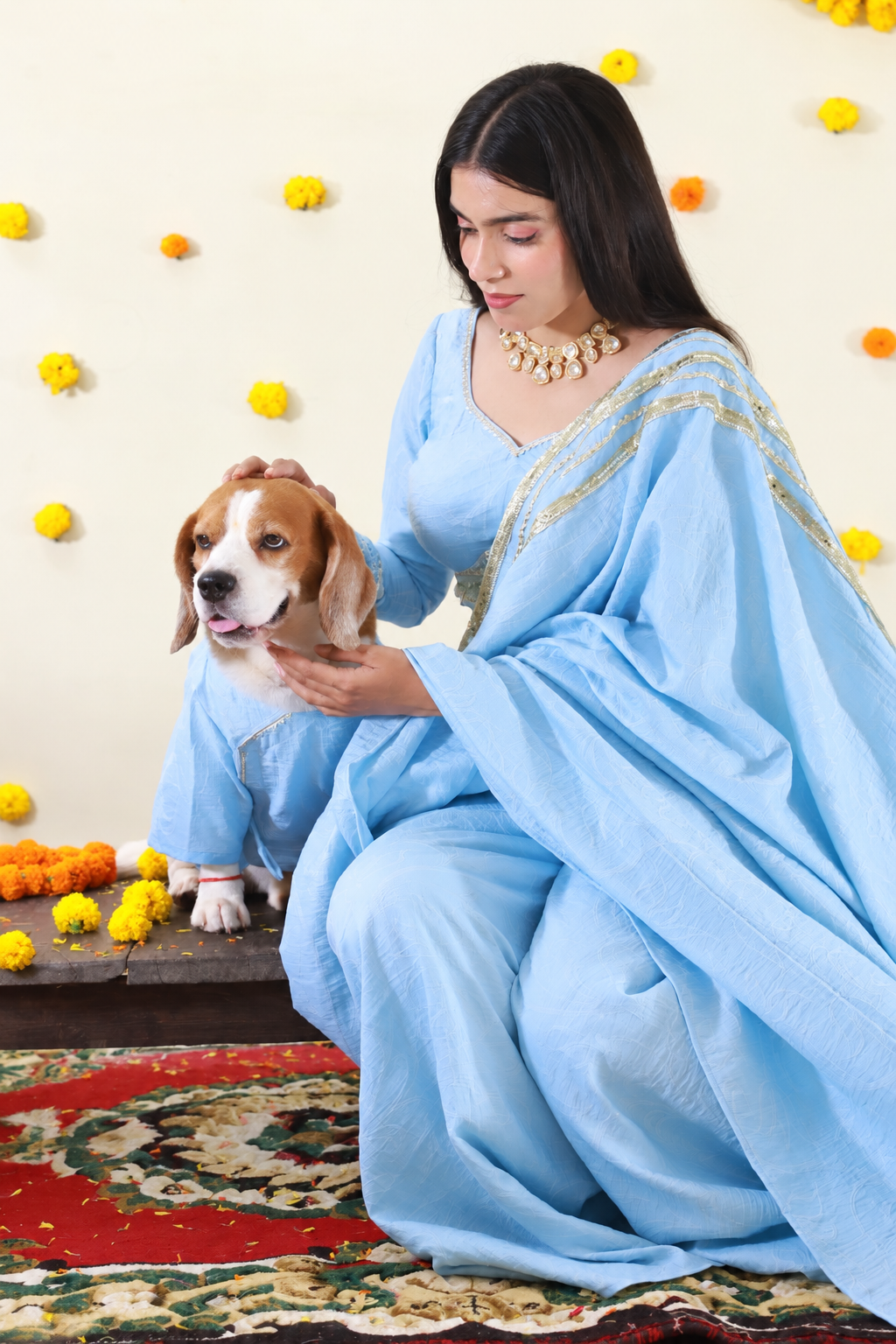 Blue Sharara Twinning set
