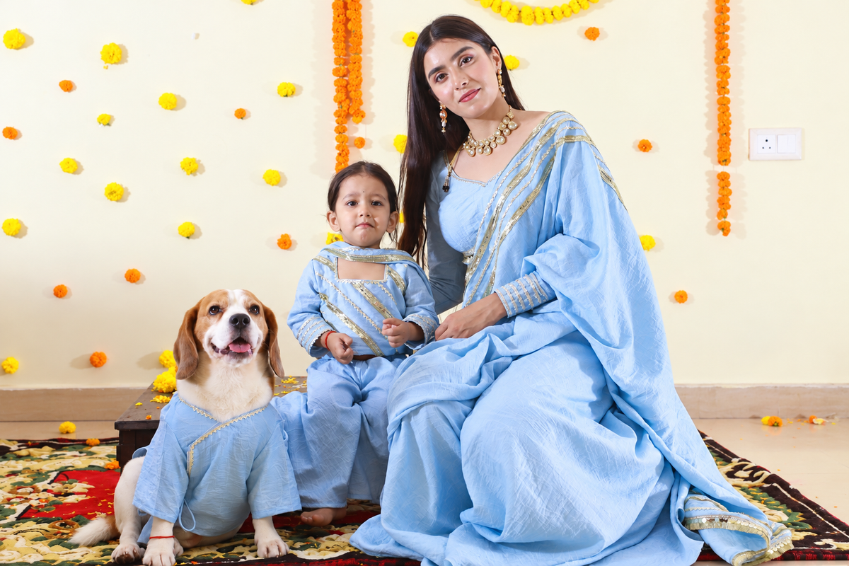 Blue Sharara Kurta Twinning set
