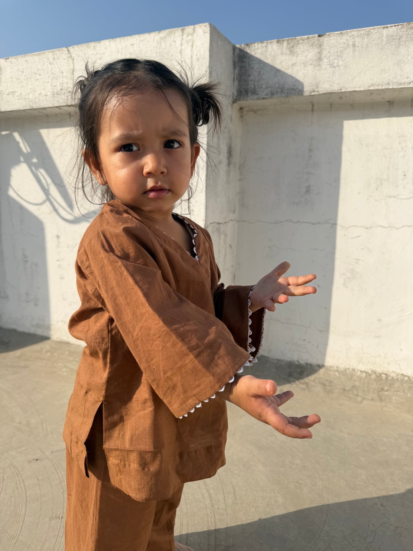 Brown Kurta Co-ord Twinning Set