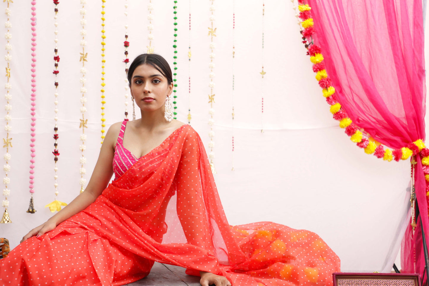 Orange Bandhani Lehenga Twinning set