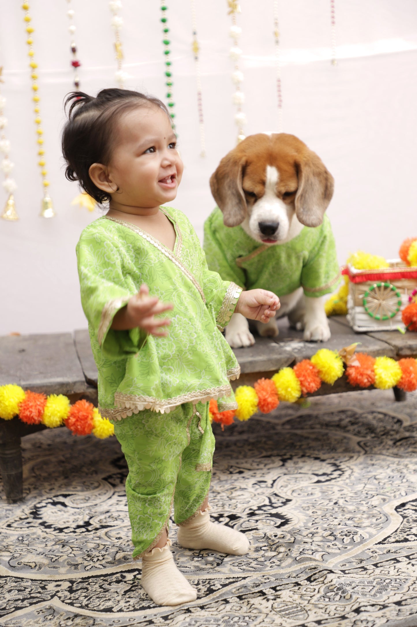 Green Floral Kurta Twinning set