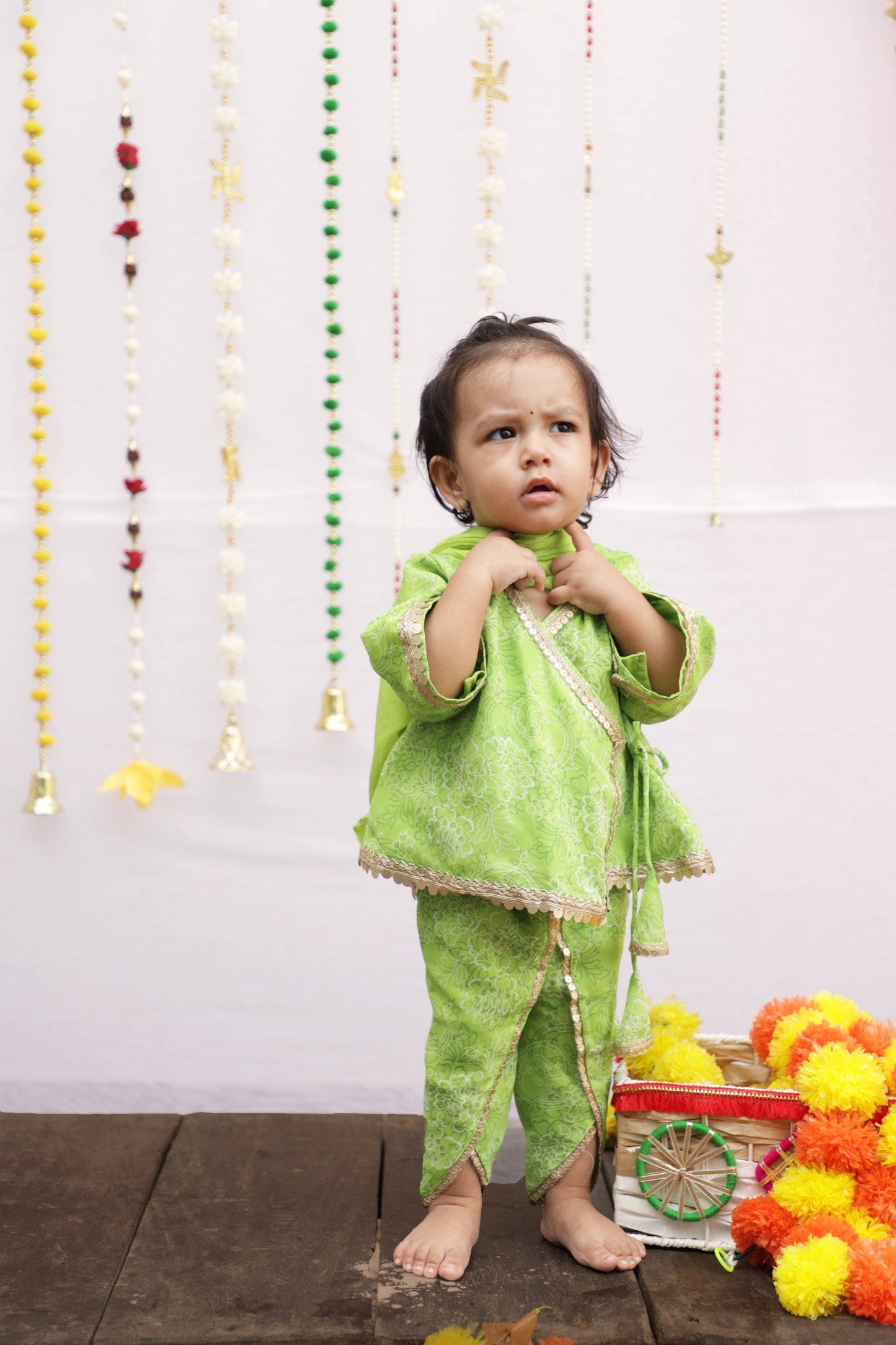 Green Angrakha Dhoti set