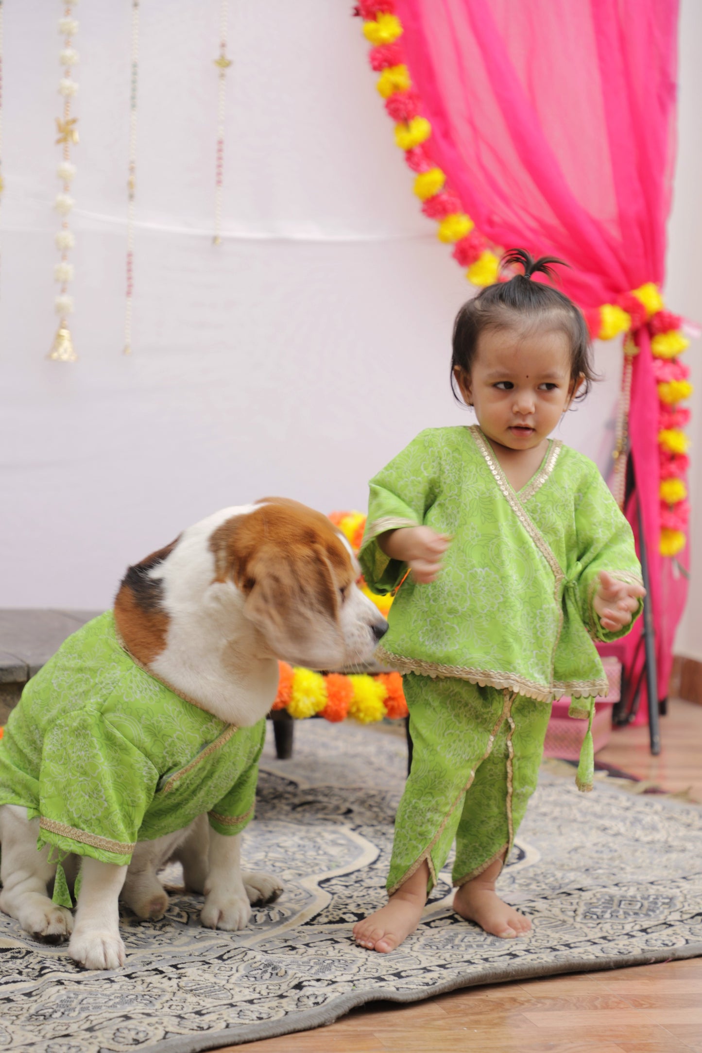 Green Floral Kurta Twinning set