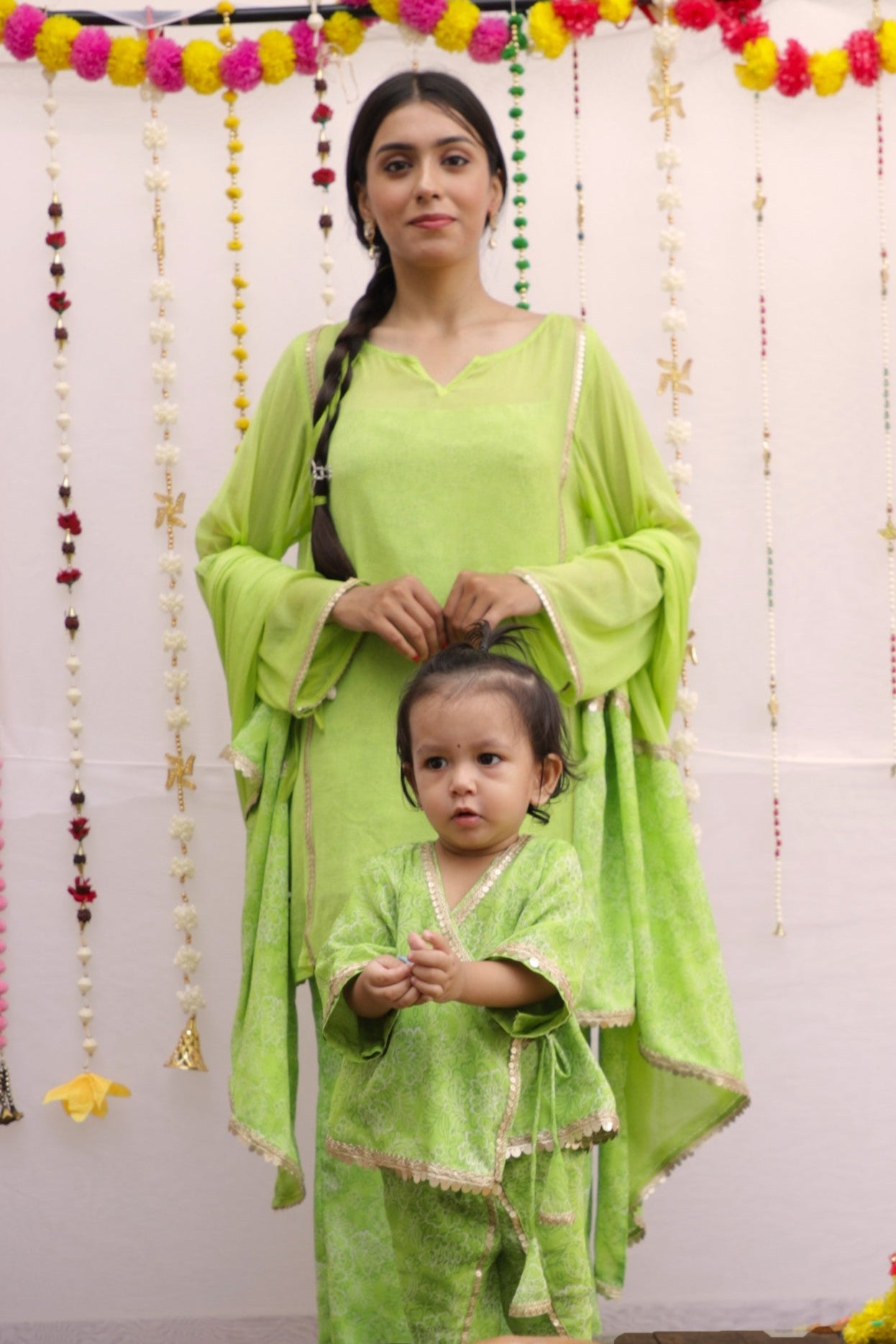 Green Floral Print Twinning set