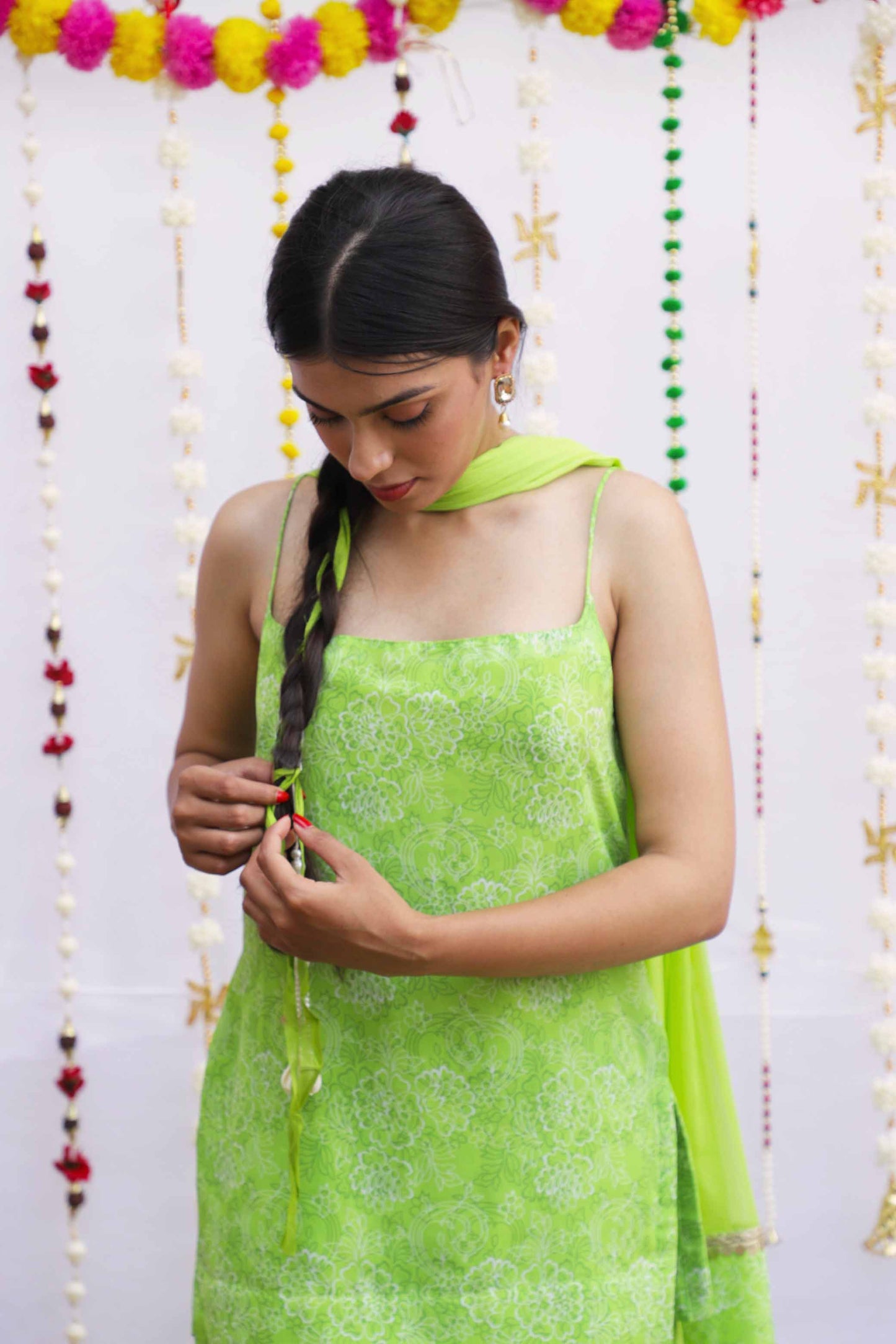 Green Noodle Strap Suit set