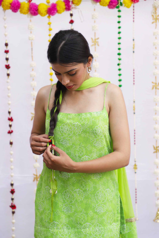 Green Noodle Strap Suit set