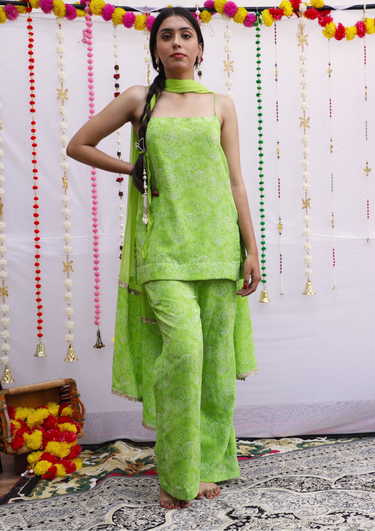 Green Noodle Strap Suit set