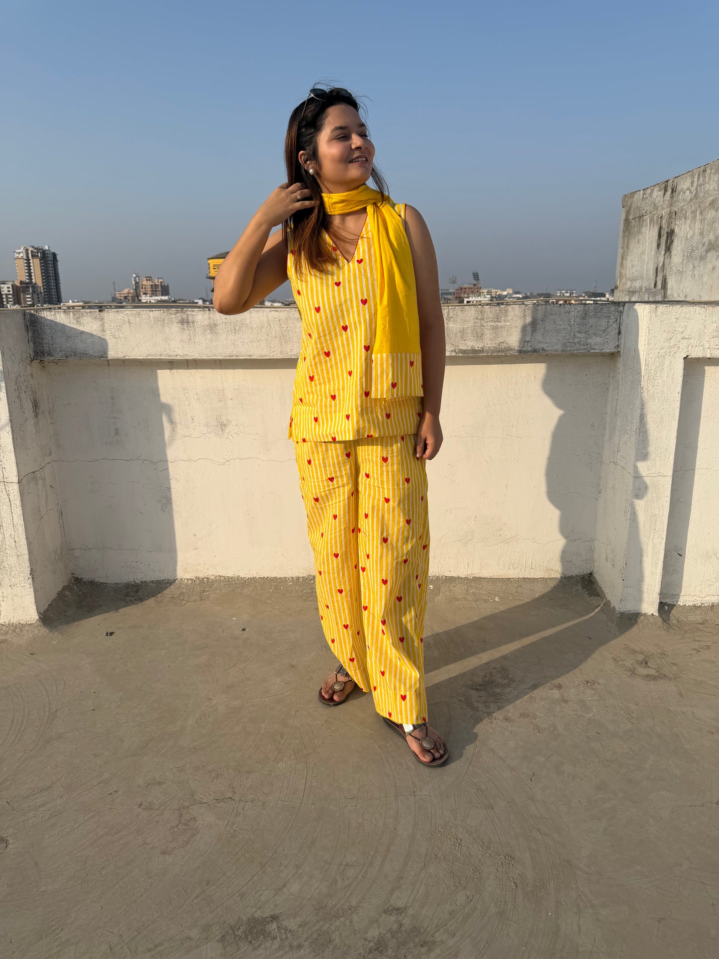 Yellow Striped Twinning set