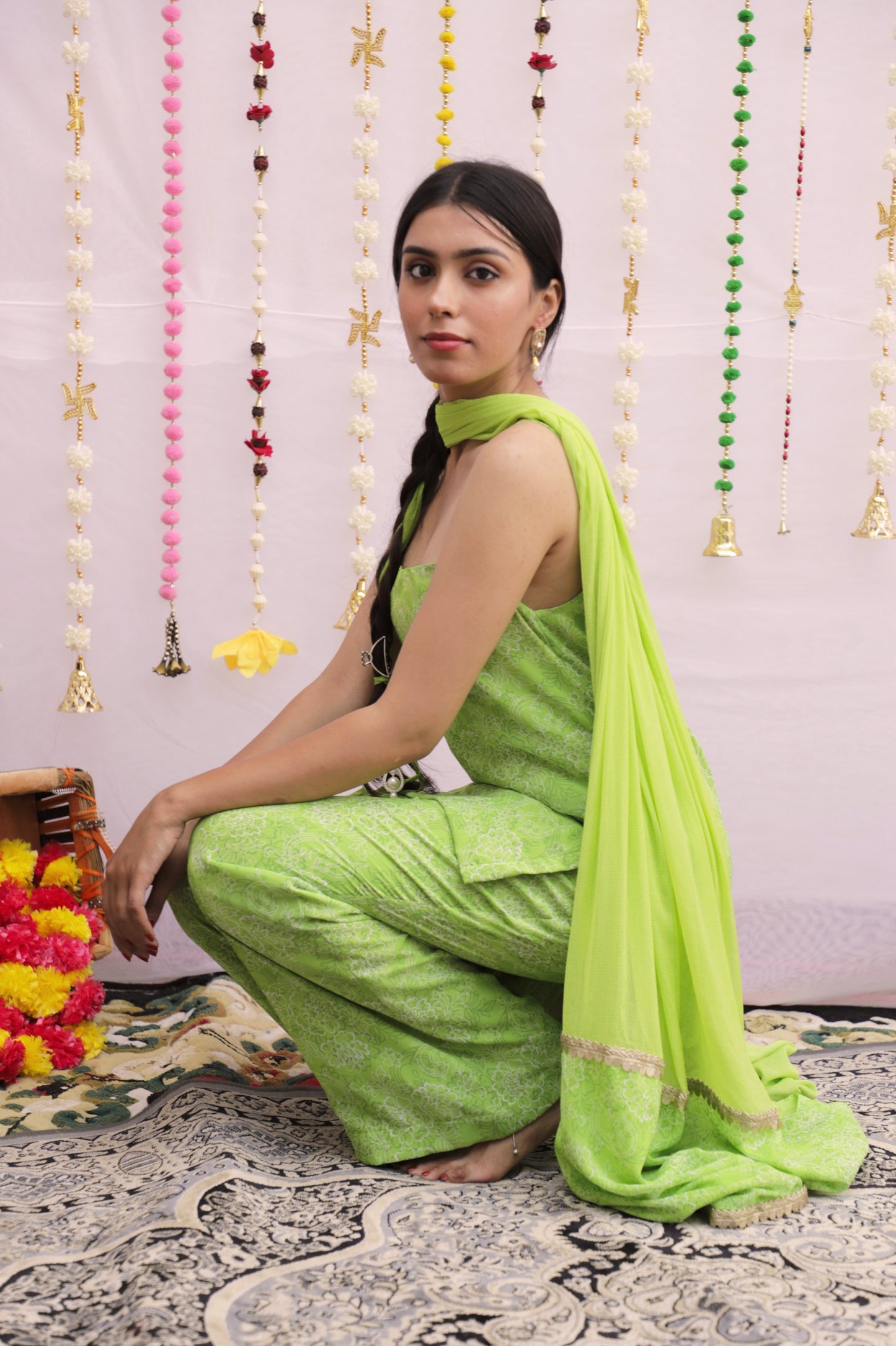 Green Noodle Strap Suit set