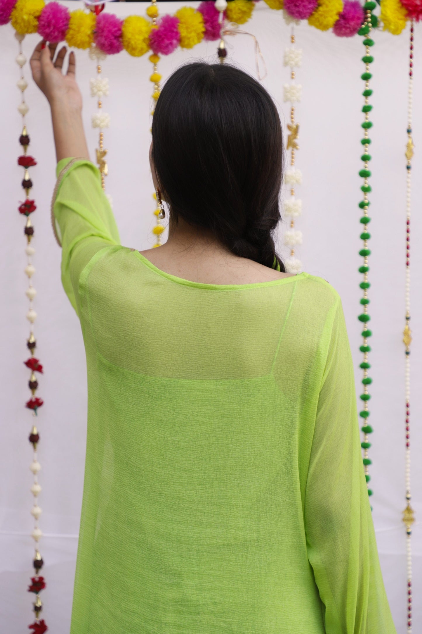 Green Chiffon Shirt Suit set