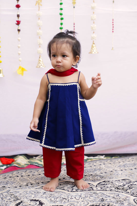 Navy Blue Noodle Strap Kurta set