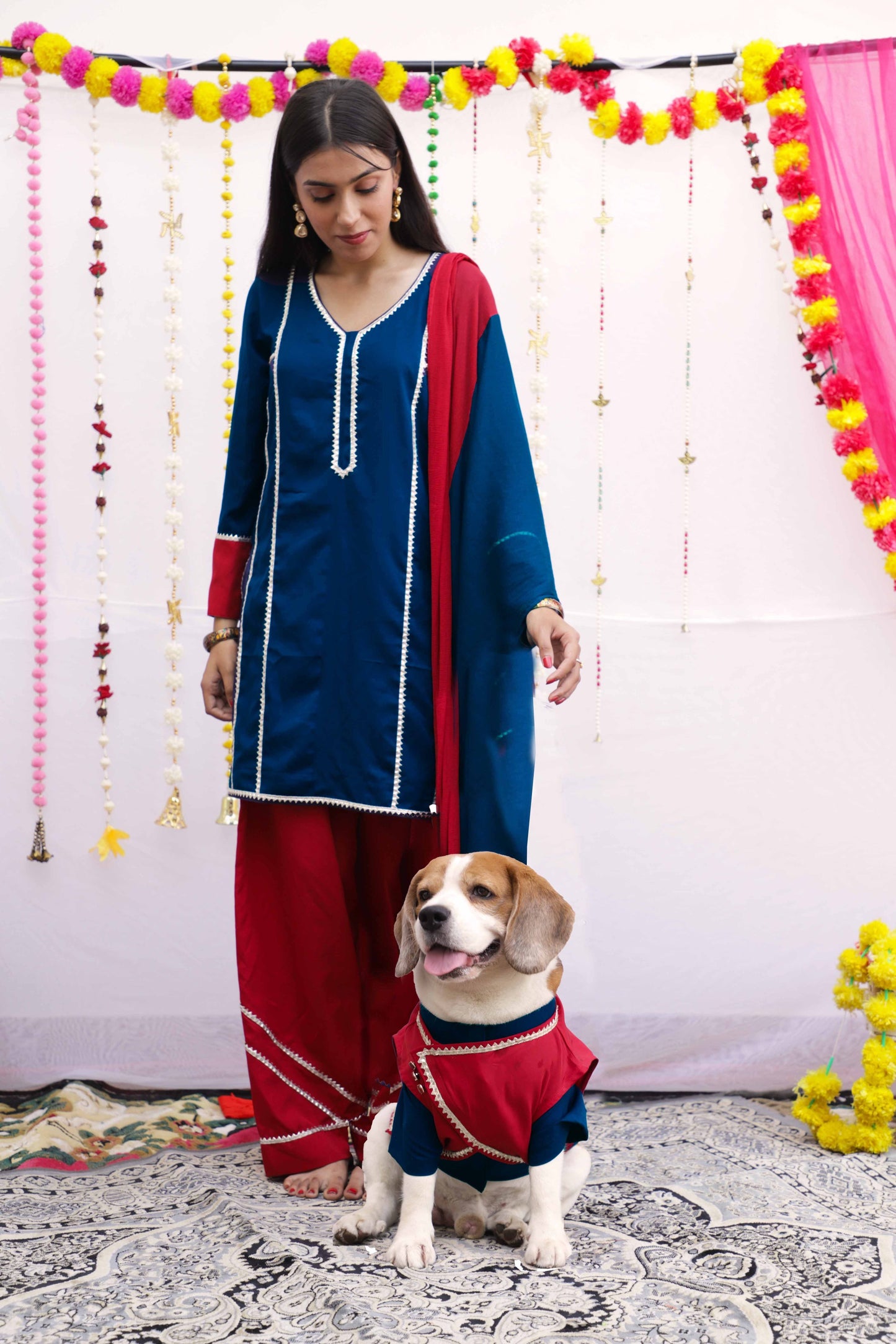 Navy Blue Kurta Twinning set