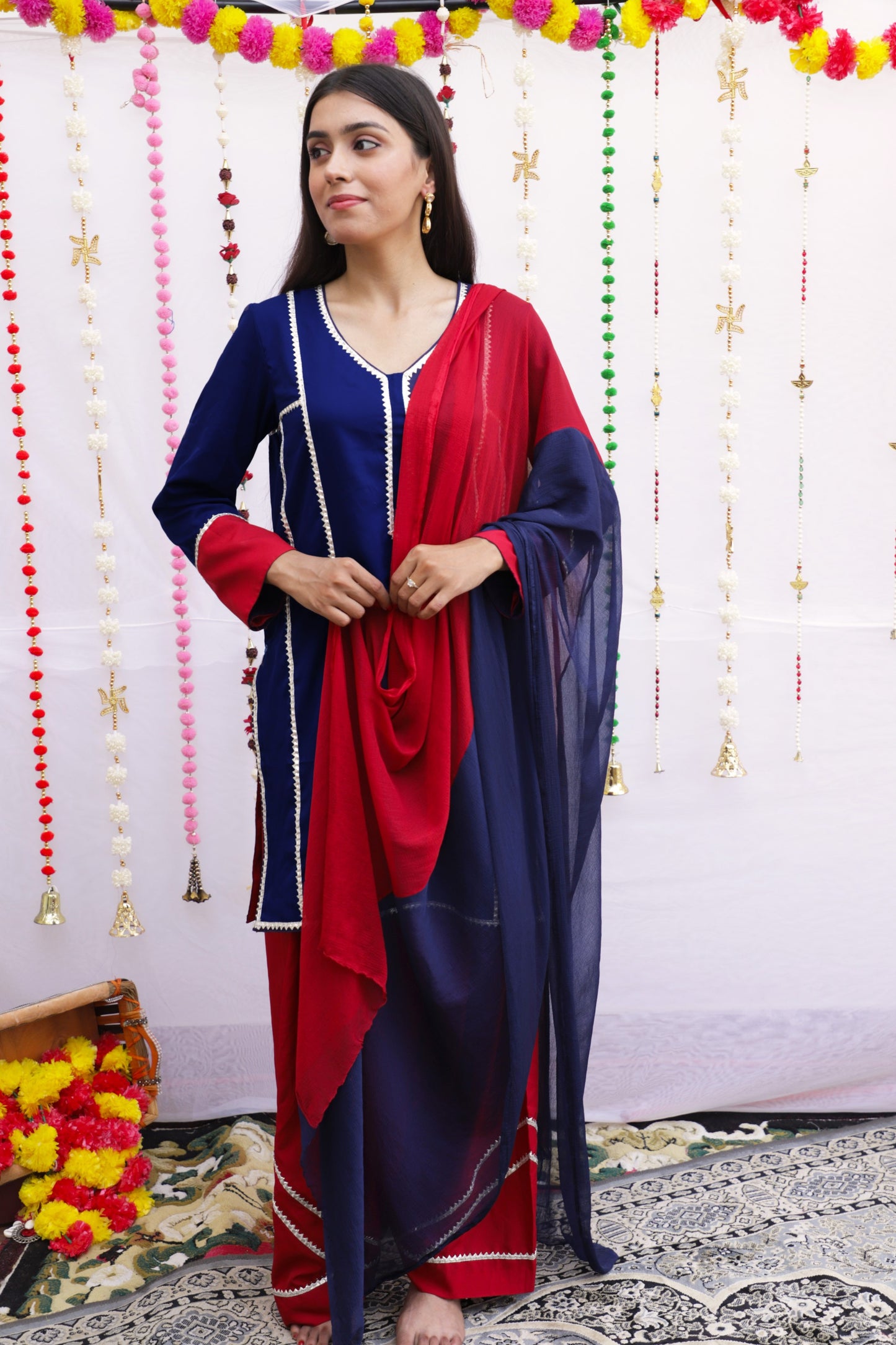 Navy Blue Farshi Salwar Suit set