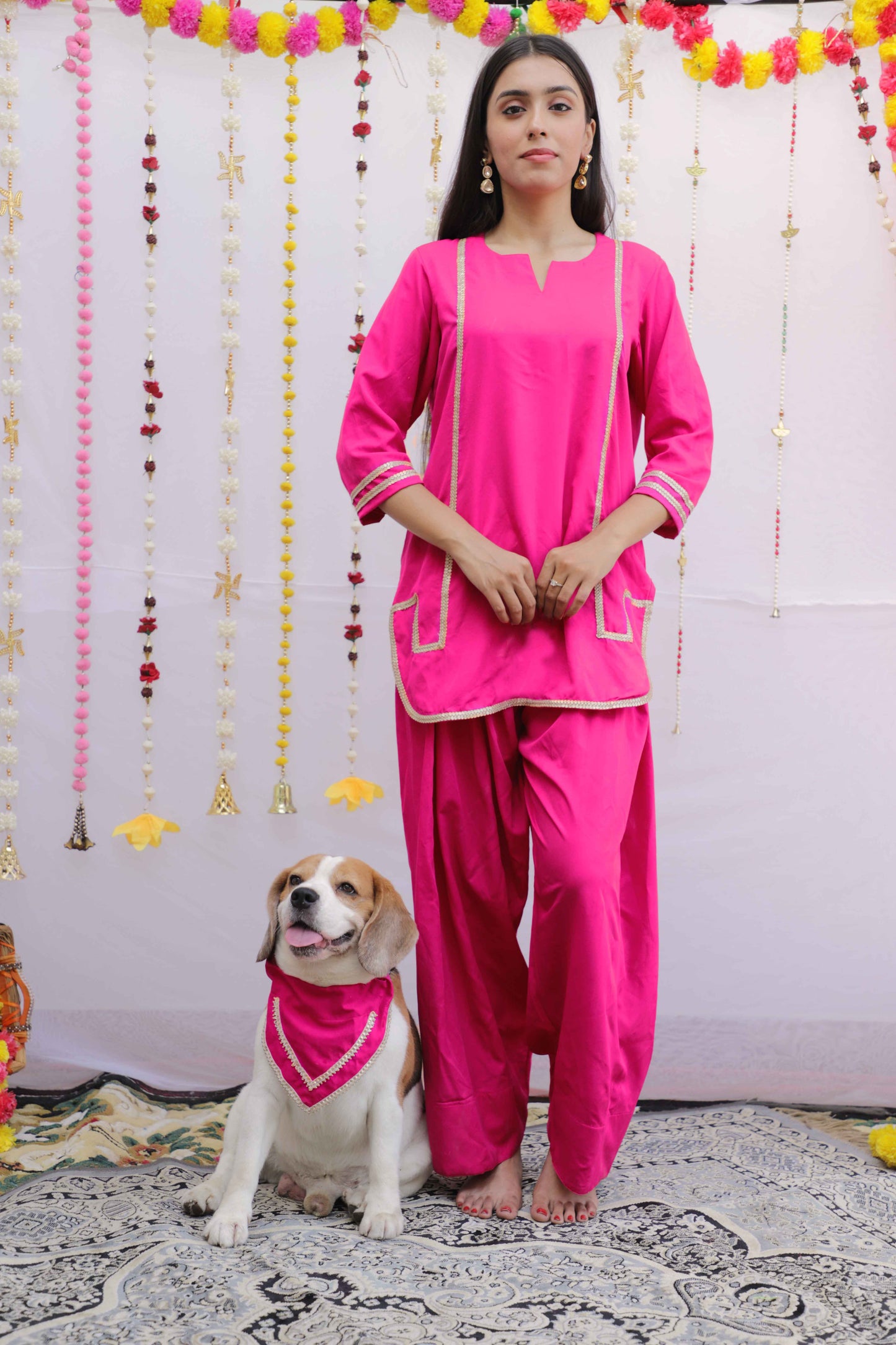 Pink Farshi Salwar Twinning Set