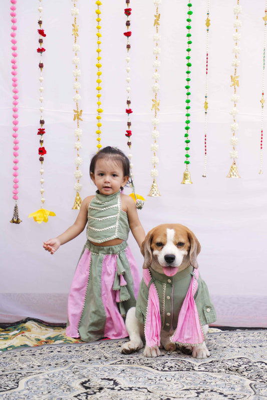 Pista Pink Kurta Twinning set