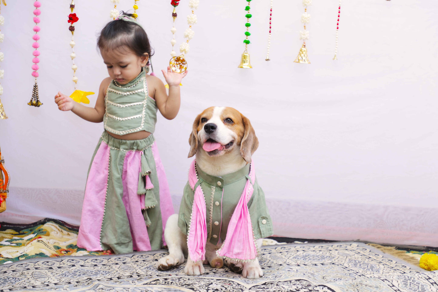 Pista Pink Kurta Twinning set