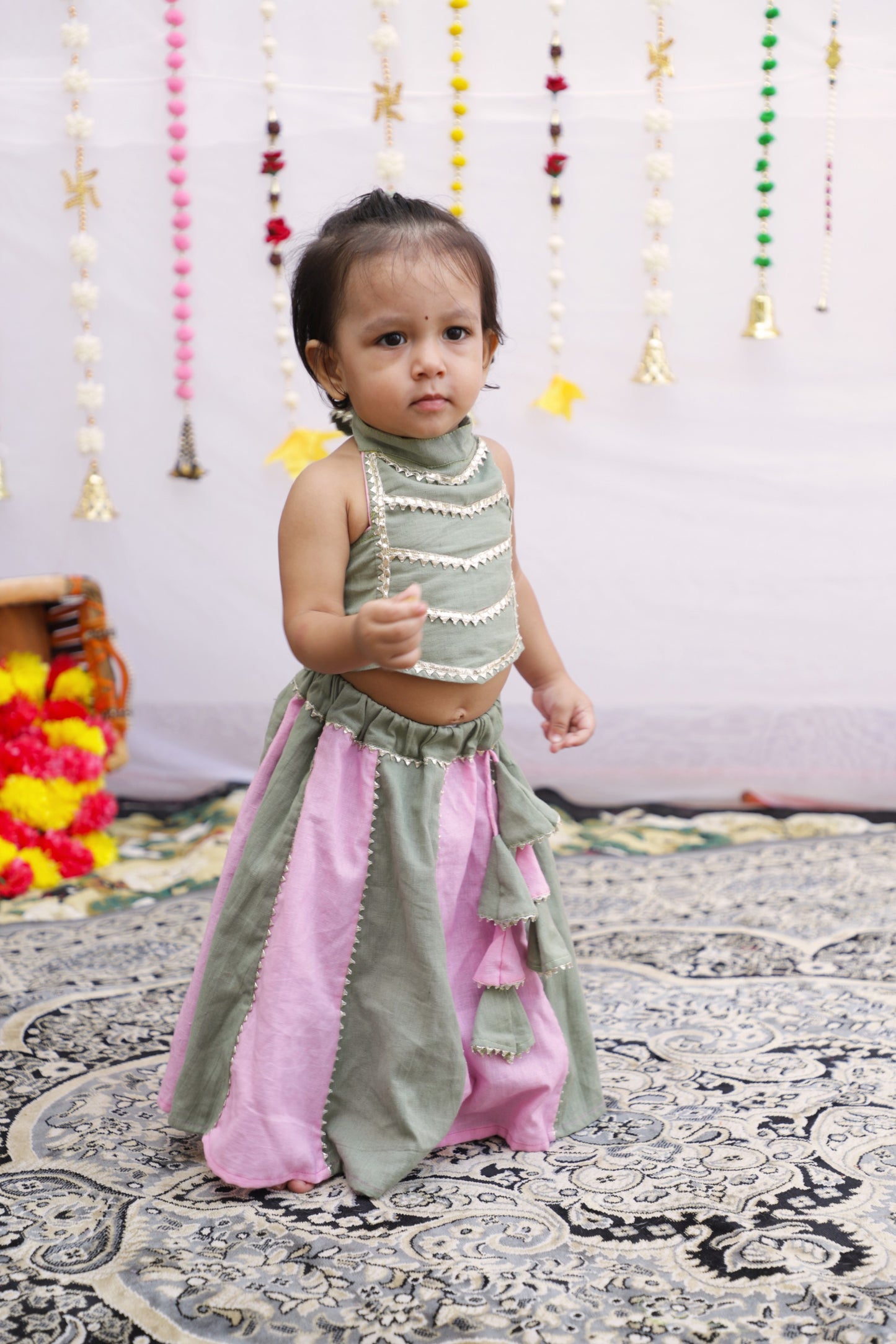 Pista Pink Kurta Twinning set