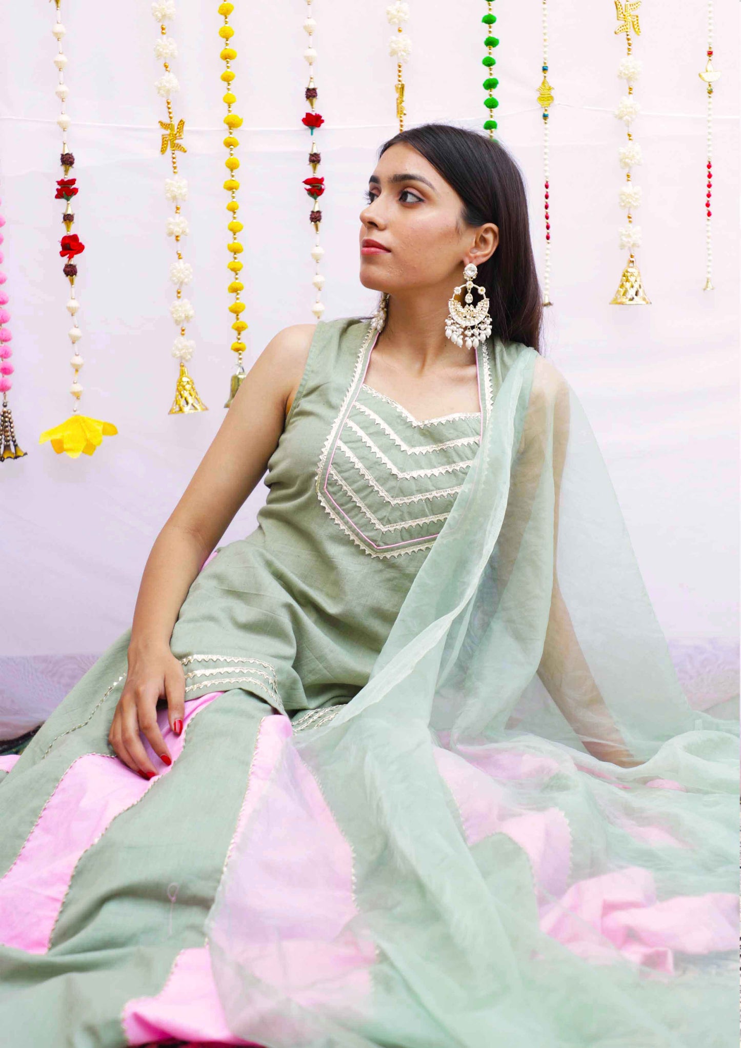 Pista-Pink Lehenga Twinning Set