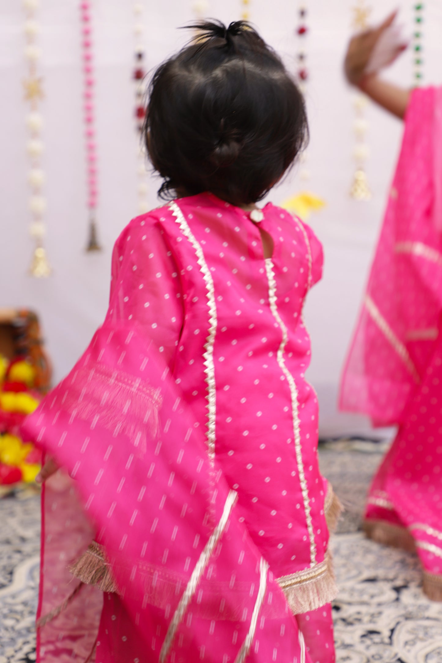 Pink Bandhani Kurta Twinning set