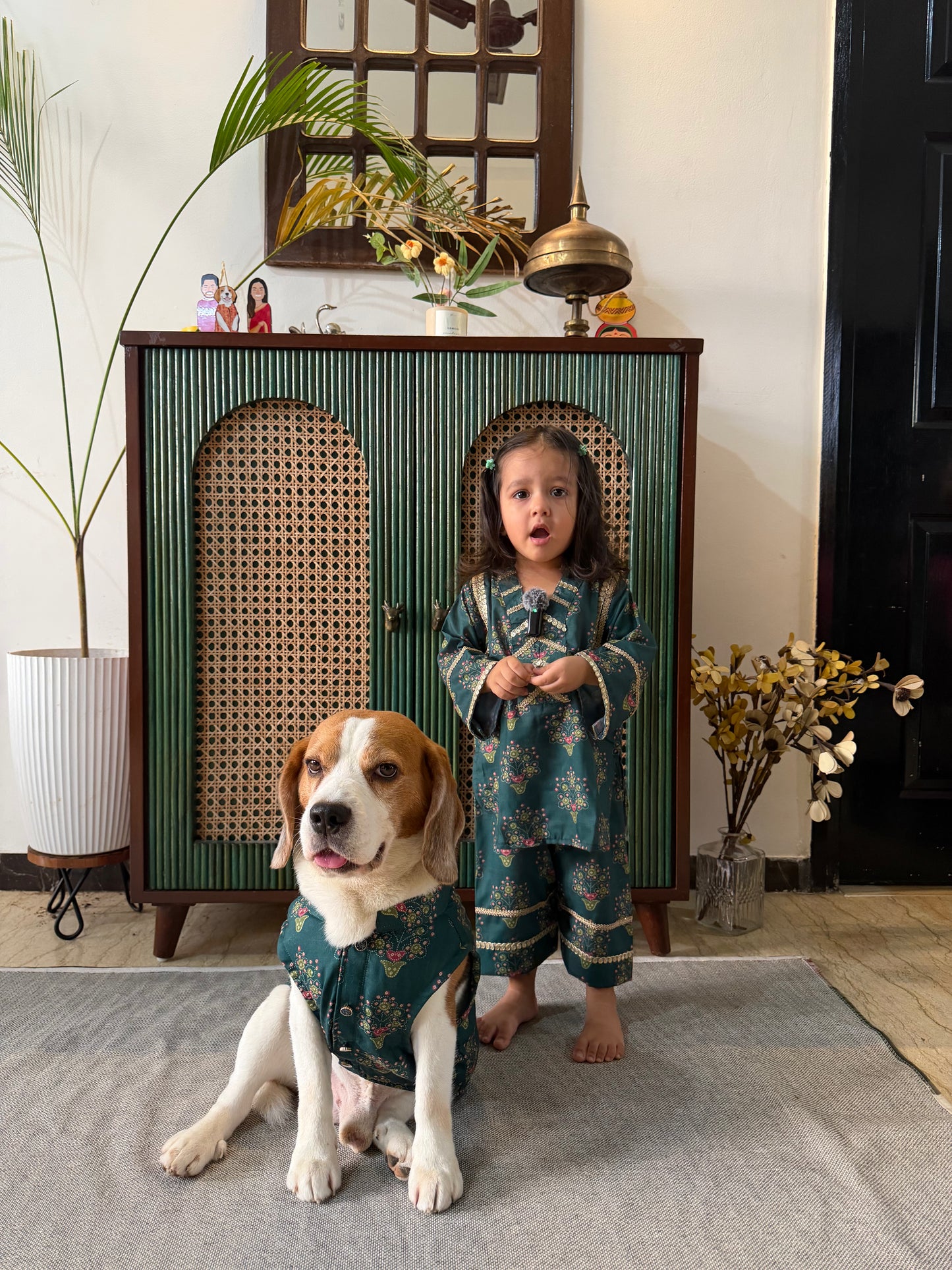 Green Floral Kurta Twinning set