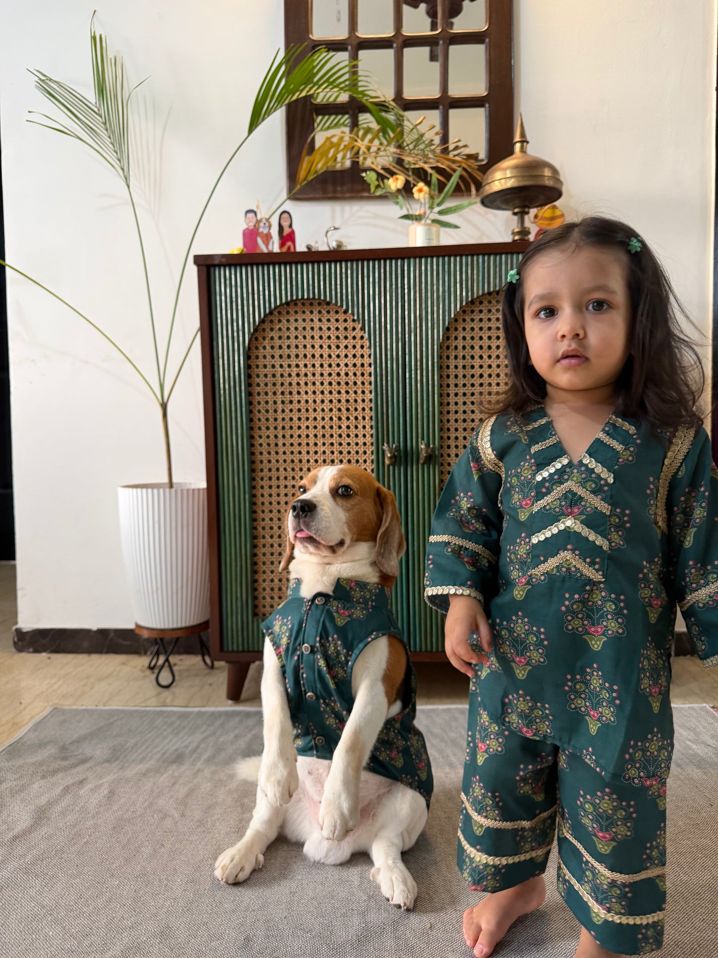 Green Floral Kurta Twinning set