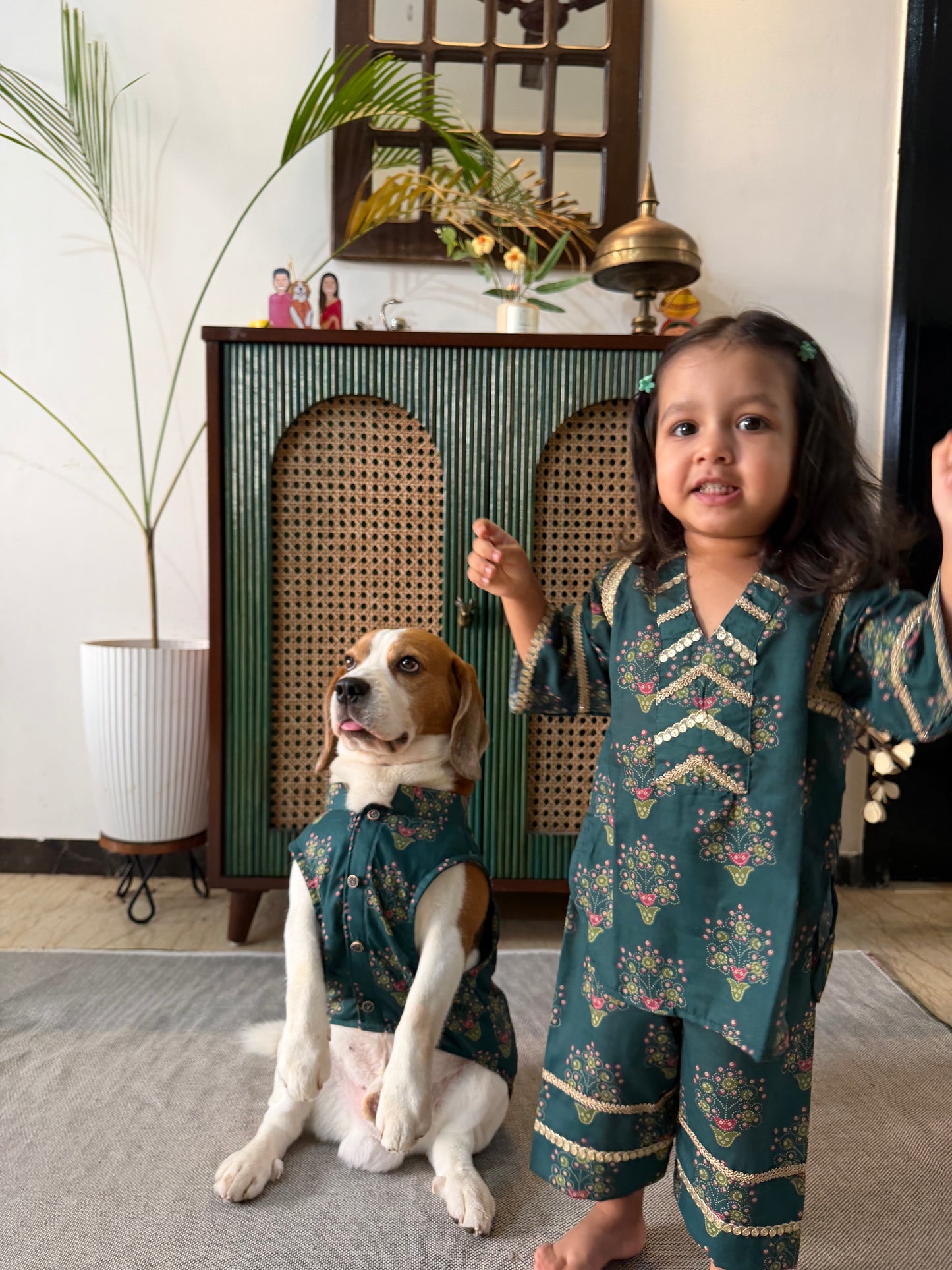Green Floral Kurta Twinning set